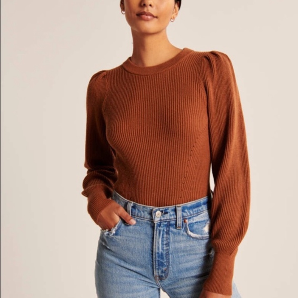 Puff Sleeve Ribbed Sweater - Abercrombie & Fitch
